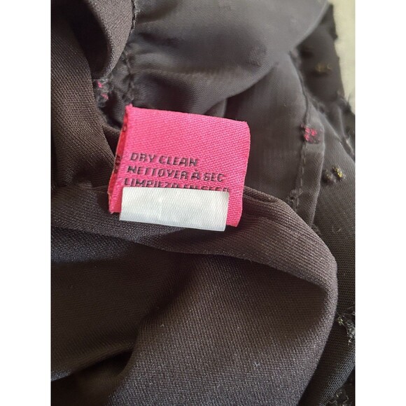 Betsey Johnson Black Rainbow Clip Dot Ruffled Dress High Neck Sheer Size 10 Midi - Picture 10 of 12